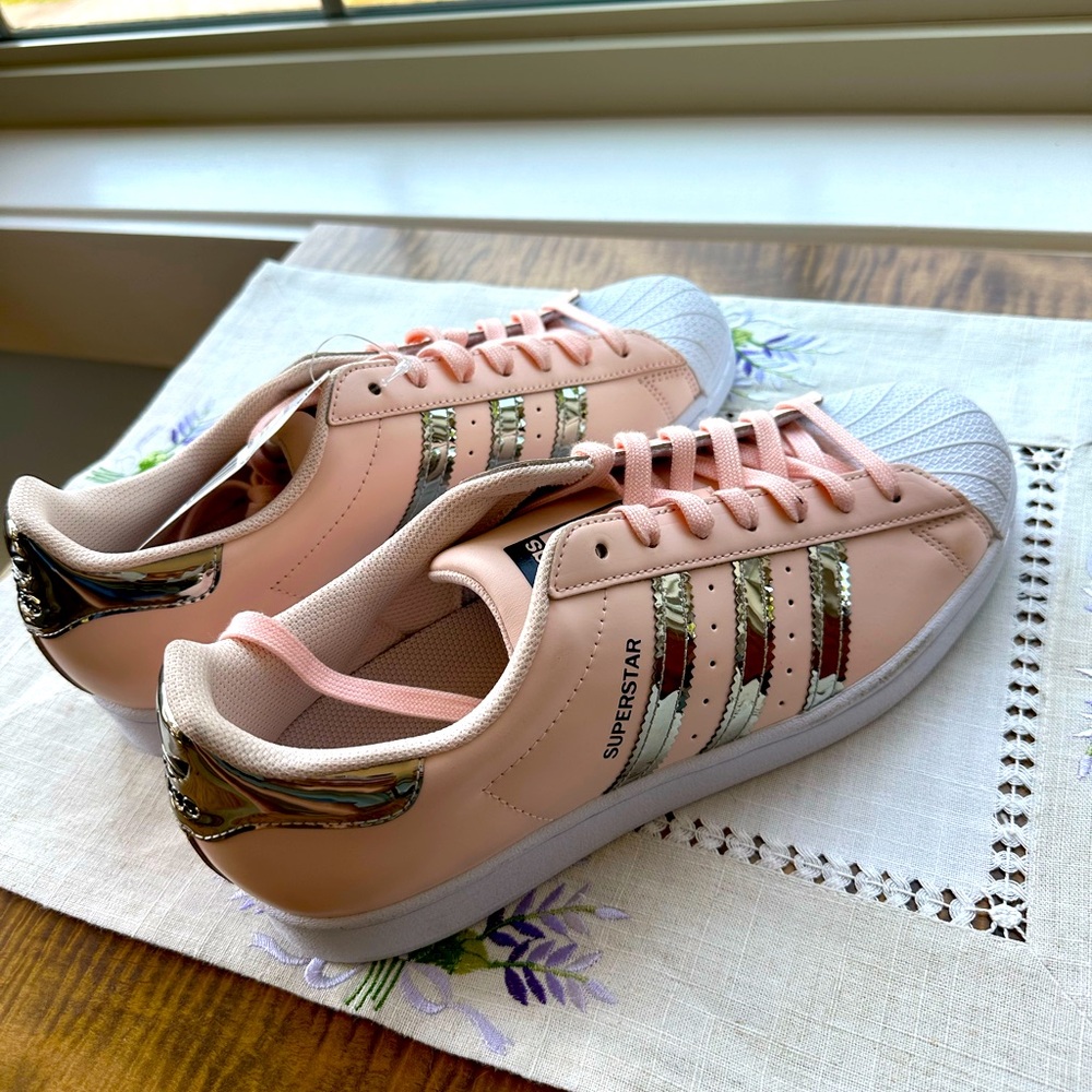 adidas Superstar Pink and Silver Sneakers